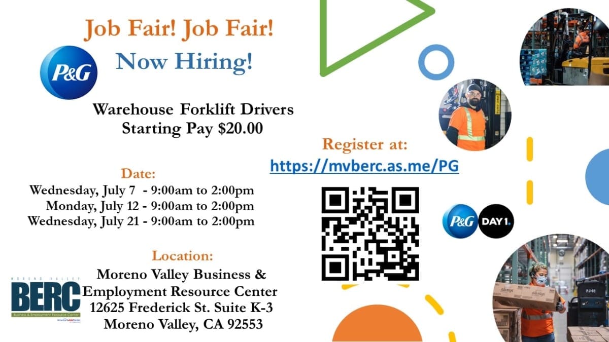 Procter & Gamble Job Fair! Moreno Valley Economic Development