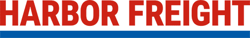 Logo of Harbor Freight, featuring the company name in red, uppercase letters above a horizontal blue stripe, evoking a strong and mobile brand presence.